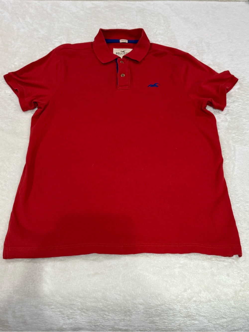 Hollister Men's Bright Red Polo with Navy Logo